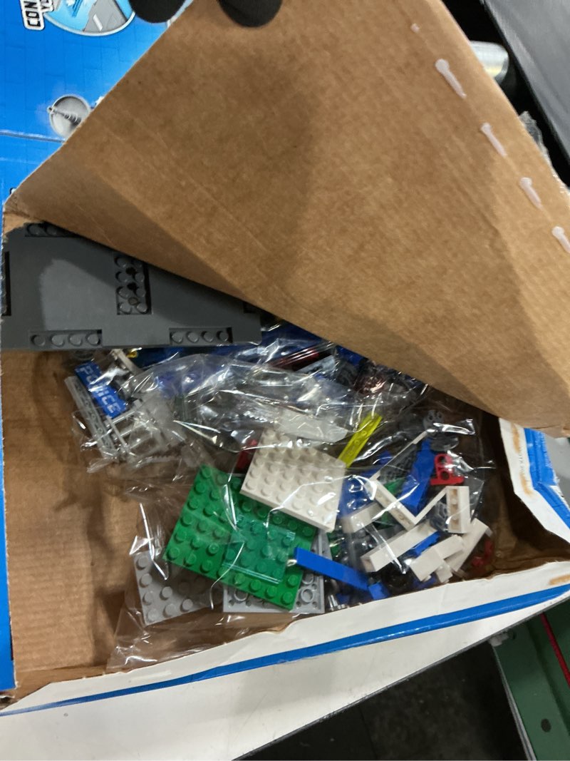 Condition photo showing As Is for lego city police station with van, garbage truck & helicopter toy 60316, gifts for 6 plus year old kids, boys & girls with 5 minifigures and dog toy standard packaging