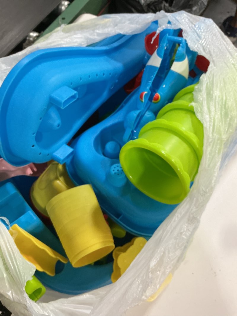 Condition photo showing Good Condition for water table for toddlers 3-5, 3-tier kids sand water table, water and sand activity sensory table beach outdoor backyard toys for kids toddlers age 3 4 5 6 7 8 boys girls