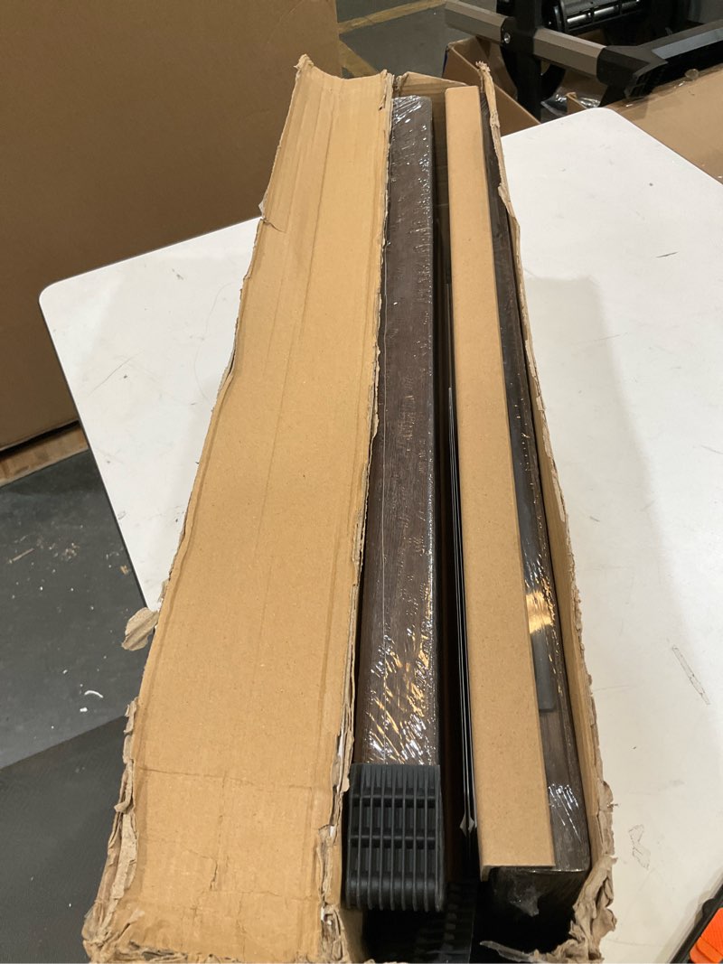 Condition photo showing New/Like New for 24 inch flat edge floating shelves, 8 inch deep solid elm wood wall shelf, heavy-duty wall mounted shelf with invisible brackets for living room, bathroom, kitchen, set of 2, walnut color walut color round corner, 24"w, 2packs