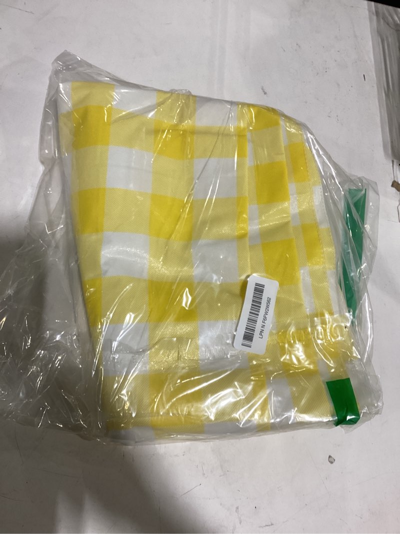 Condition photo showing Good Condition for misaya rectangle waterproof vinyl table cloth, buffalo flannel backed tablecloth, wipeable plastic table cover for dinner, kitchen, outdoor (60" x 84", yellow and white) 84" x 60" (rectangular) yellow and white 1