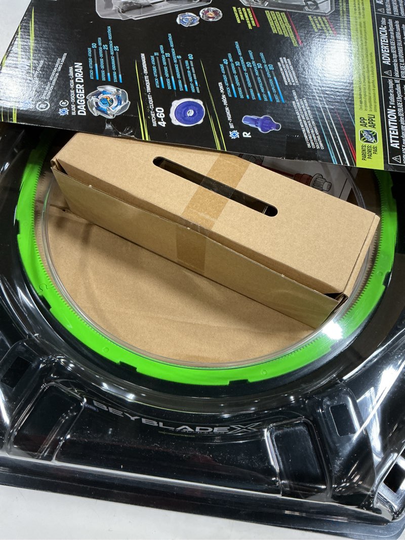 Condition photo showing New/Like New for beyblade x xtreme battle set with beystadium arena featuring x-celerator rail, 2 right-spinning top toys, 2 launchers, toys for boys and girls, 8+