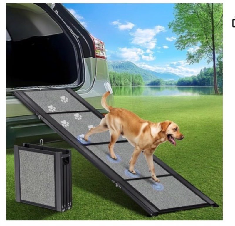 dog ramp for car & back seat cover bundle – 63” foldable non-slip dog ramp + waterproof 57” bench se