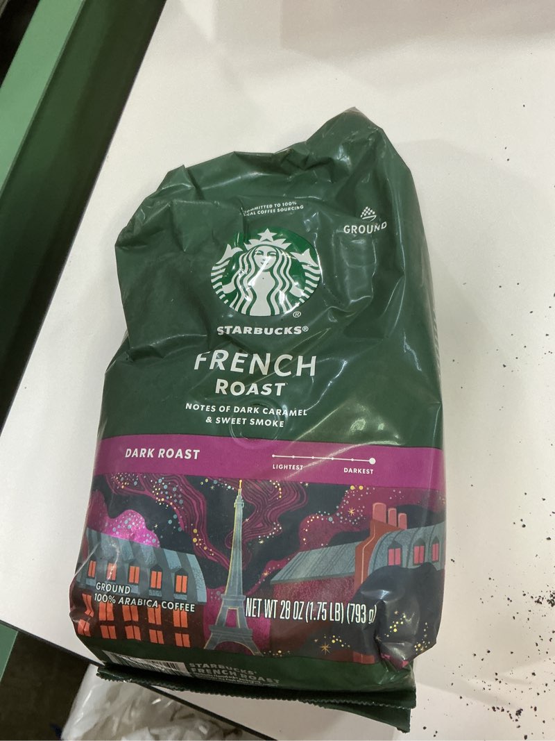 Condition photo showing New/Like New for ((BB: 21/DEC/2025))Starbucks Ground Coffee, Dark Roast Coffee, French Roast, 100% Arabica, 1 bag (28 oz) French Roast 28 Ounce (Pack of 1)