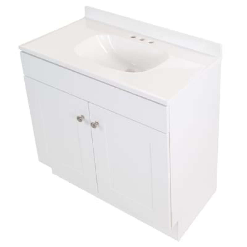 1k+ bought last week Project Source Dover 30-in True White Single Sink Bathroom Vanity with White Cultured Marble