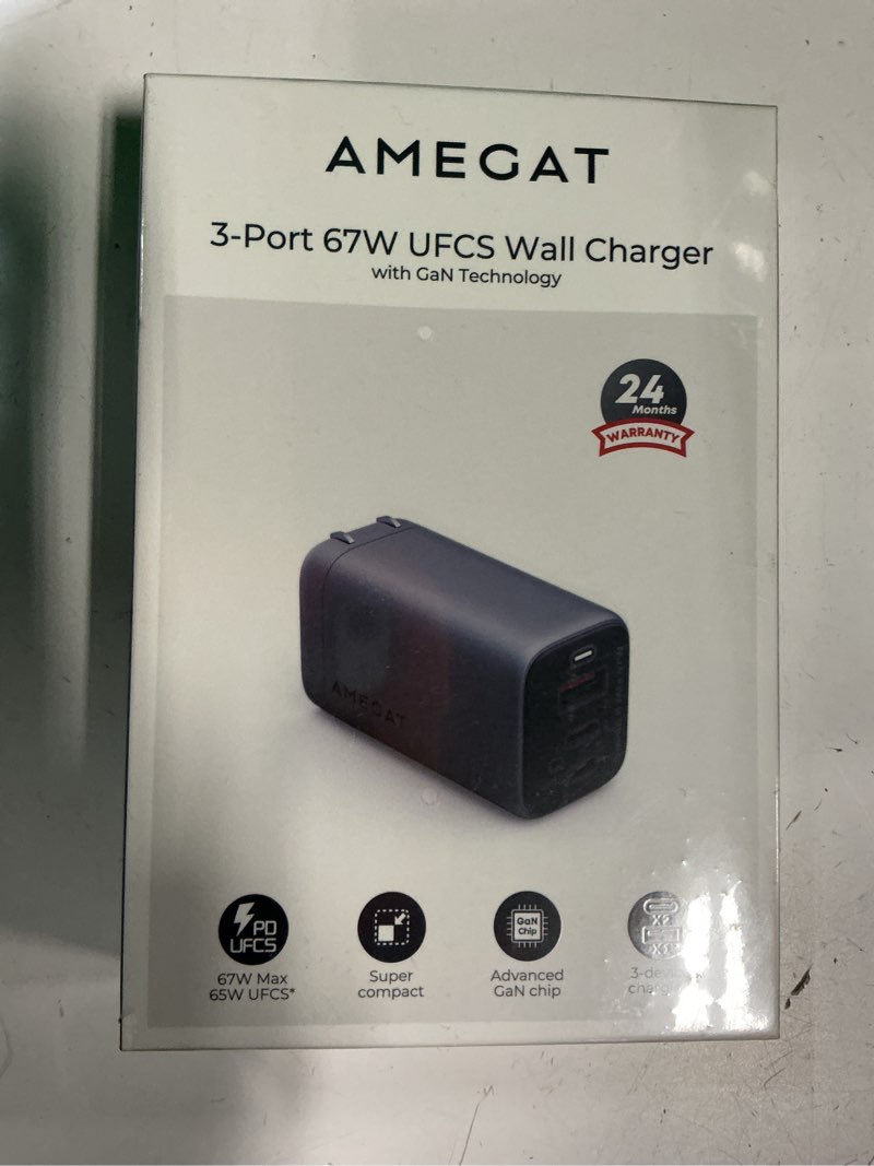 Condition photo showing New/Like New for 67w usb c charger, omnia ii 3-port gan fast usb c charger block, pd3.0 pps compact foldable plug, fast charging block for macbook pro/air, ipad, iphone, apple watch, galaxy, pixel and more