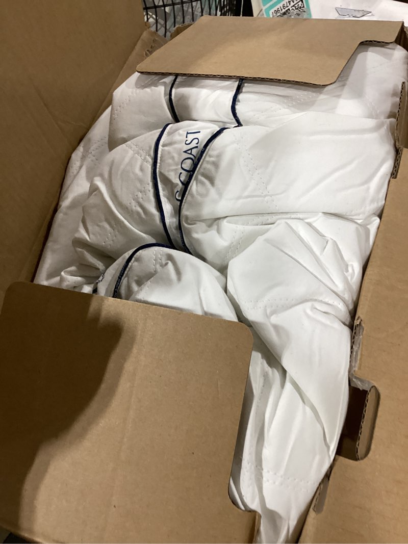 Condition photo showing As Is for pacific coast firm bed pillow, luxury hotel collection goose feather and down pillow for sleeping, standard size with gusset design, oeko-tex certified, supportive for side and back sleepers standard (pack of 1)