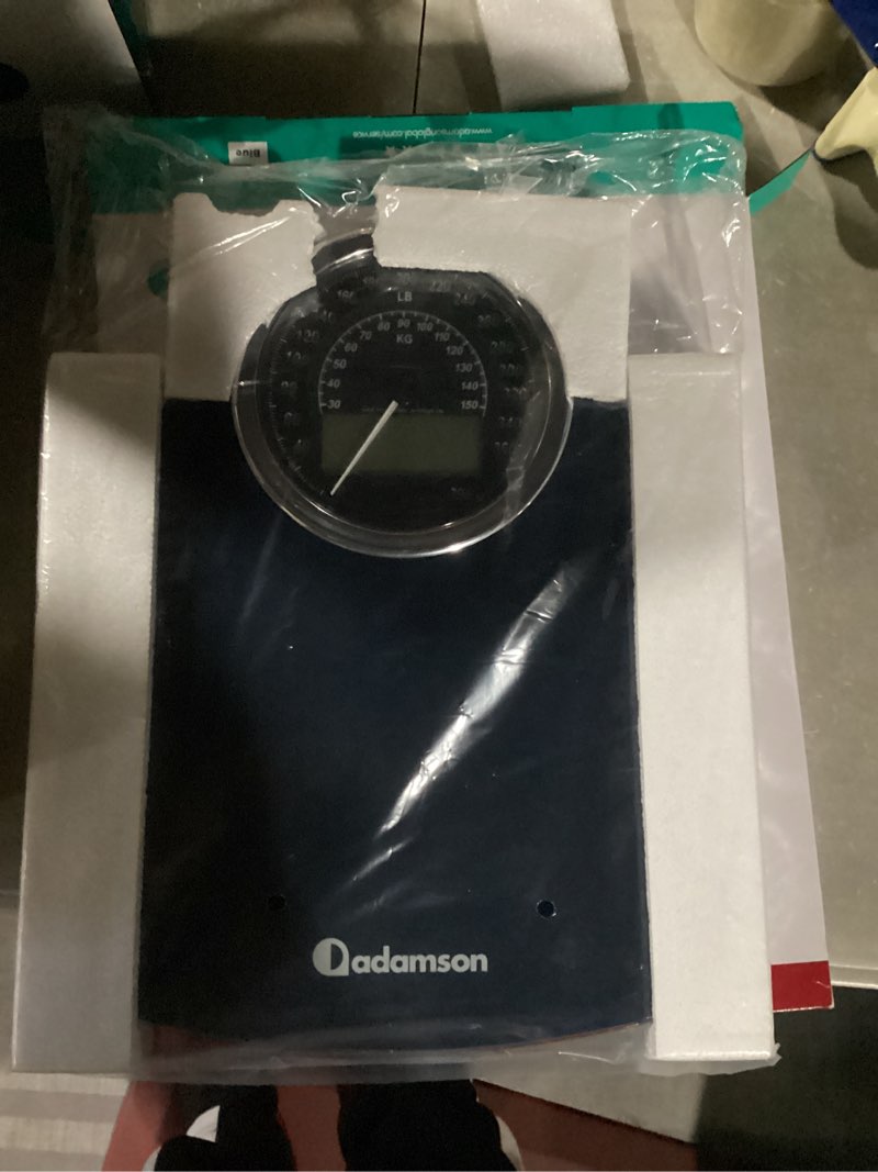 Condition photo showing New/Like New for Adamson Hybrid 2-in-1 Analog & Digital Weighing Scale for Body Weight up to 400lbs - Thick Tempered Glass - Extra Large Display - Easy to Read Digital Bathroom Scale - New Blue LB version