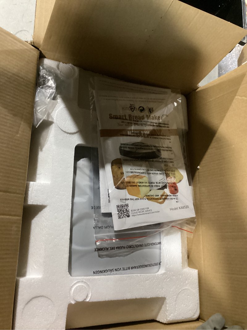 Condition photo showing New/Like New for KITCHENARM 29-in-1 SMART Bread Machine with Gluten Free Setting 2LB 1.5LB 1LB Bread Maker Machine with Homemade Cycle - Stainless Steel Breadmaker with Recipes Whole Wheat Bread Making Machine 29 Programs - 3 Loaf Sizes - 3 Crust Colors Stainless Steel