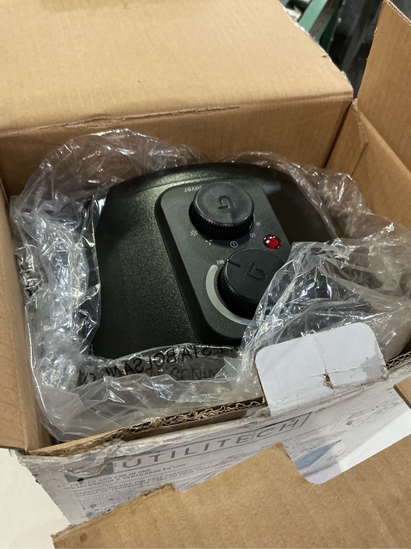 Condition photo showing As Is for Utilitech 1500 -Watt Fan Compact personal Indoor Electric Space Heater with Thermostat