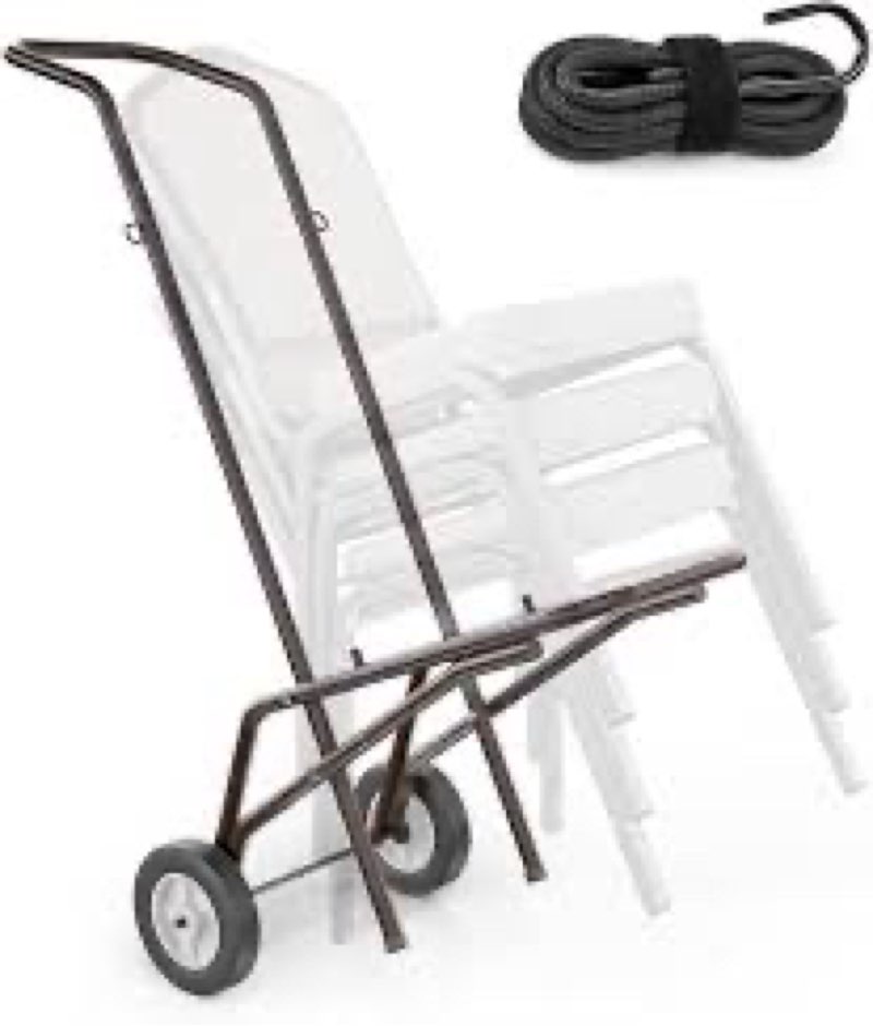DaisyInner Heavy Duty Stacking and Banquet Chair Dolly, Holds 12 Chairs, with Oversized Rubber Wheel