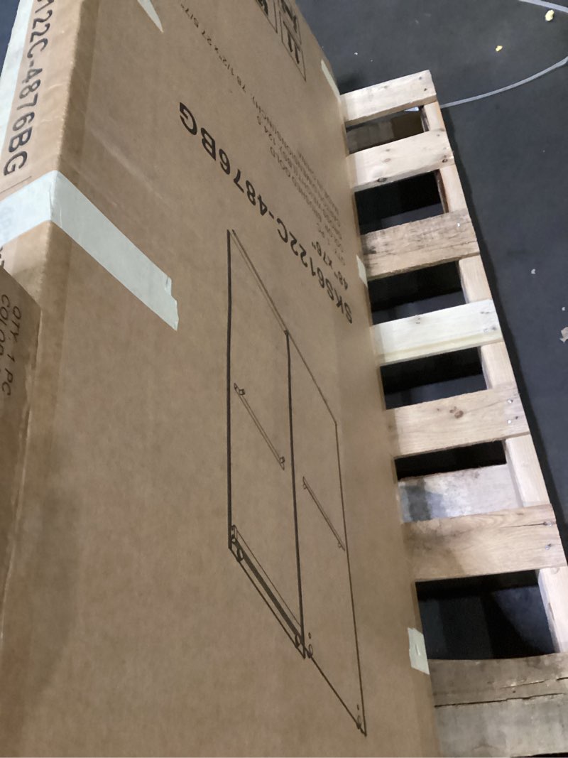 Condition photo showing As Is for 44-48” x 76” Frameless Shower Door, 5/16" (8mm) Clear SGCC Tempered Glass, Bathroom Dual Sliding Shower Doors, Brushed Gold 48" W x 76" H Brushed Gold