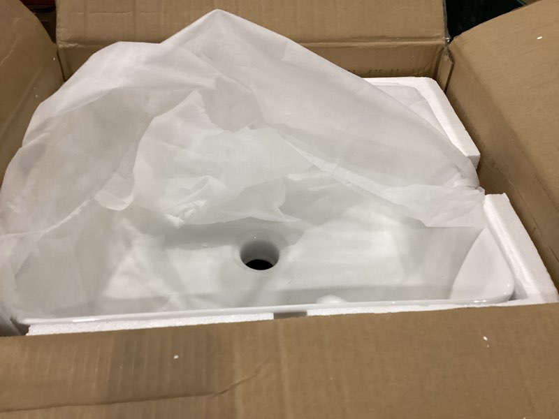 Condition photo showing New/Like New for Kichae Rectangular Vessel Sink - 18" x 13" Modern Bathroom Vessel Sink White Porcelain Ceramic Rectangle Above Counter Vessel Vanity Sink Art Basin 18"x13" White
