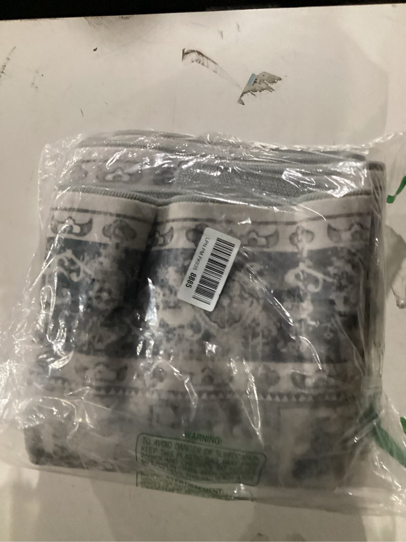 Condition photo showing Good Condition for Area Rugs 5x7, Washable Rugs for Living Room, Vintage Boho Light Blue Rug for Office, Dining Room, Kids Room and Farmhouse, Durable Low Pile Non-Slip Area Rug for High Traffic Areas Blue & Grey 5' x 7' (Rectangular)