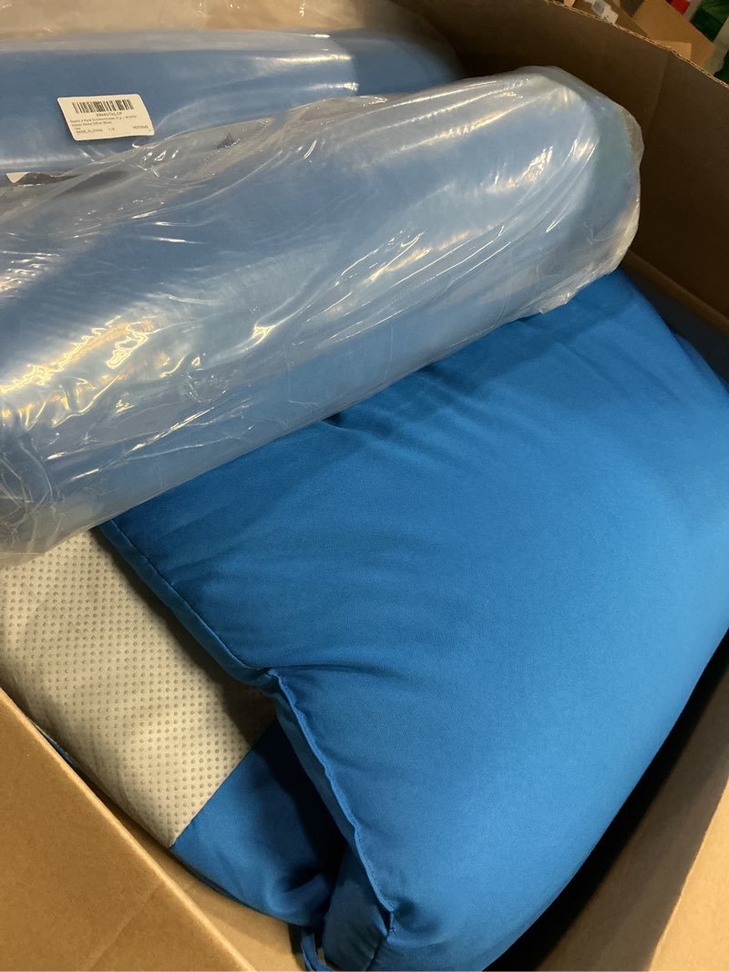 Condition photo showing Good Condition for geelin 4 pack high back patio chair cushions for outdoor, 44 x 21 x 5 inch tufted seat and back pads with ties, thick weather resistant cushions for outdoor furniture (blue) blue 4