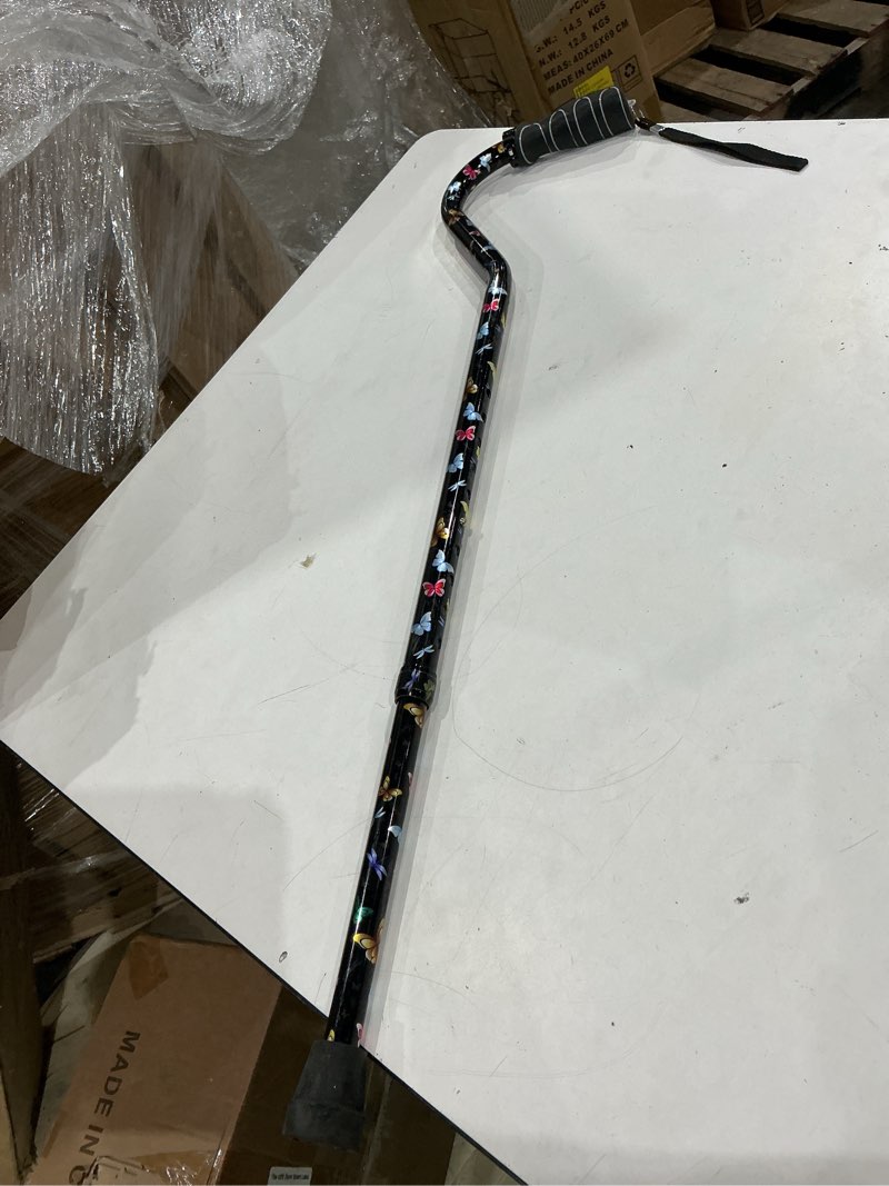 Condition photo showing Good Condition for elegant walking cane for women, foldable & adjustable cane for seniors with self-standing tip | lightweight mobility aid for stability & balance support purple violet floral printed