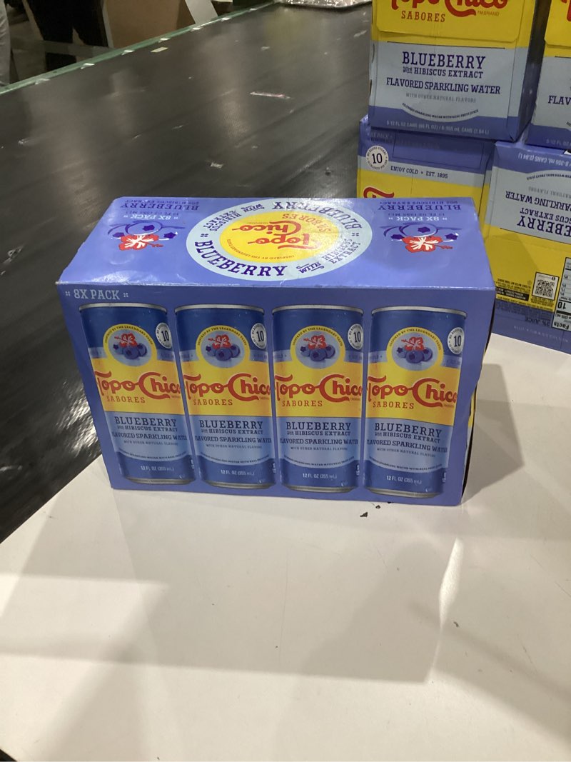 Condition photo showing New/Like New for Topo Chico Sabores Blueberry with Hibiscus Extract 12oz 8pk