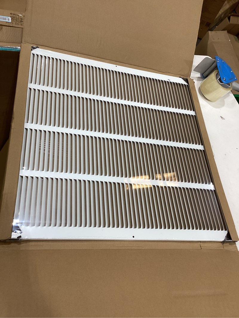 Condition photo showing New/Like New for fits 24x24 duct opening | steel return air grille by handua | vent cover grill for sidewall and ceiling | white | hvac cold air intake grille | outer dimensions: 25.75"w x 25.75" 1 24"w x 24"h [duct opening]