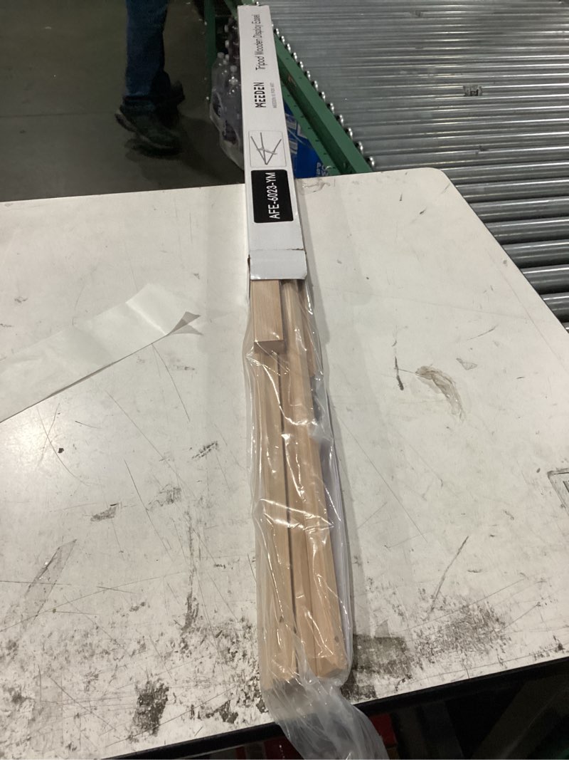 Condition photo showing New/Like New for meeden wood easel stand for display: wooden display tripod stand for posters pictures paintings - wedding decor holder for welcome sign natural color