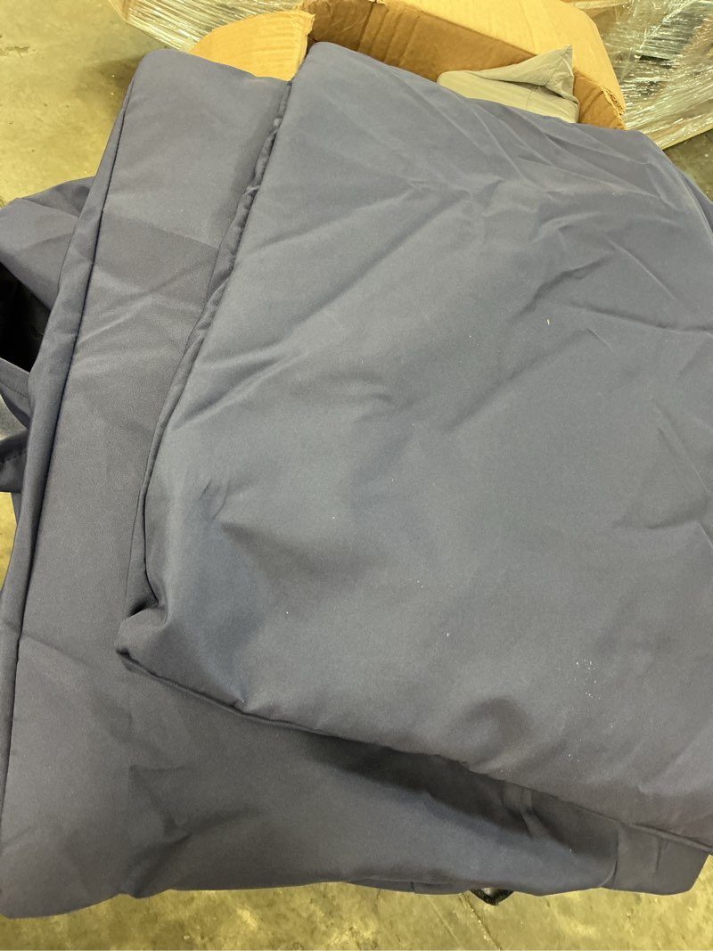 Condition photo showing As Is for all smiles patio furniture replacement chair cushion covers set of 2 for waterproof resistant outdoor deep set cushion covers for seat yard garden deck?24 x 20 inch, 24 x 24 x 4 inch?navy blue navy blue 24" x 24" (pack of 2)