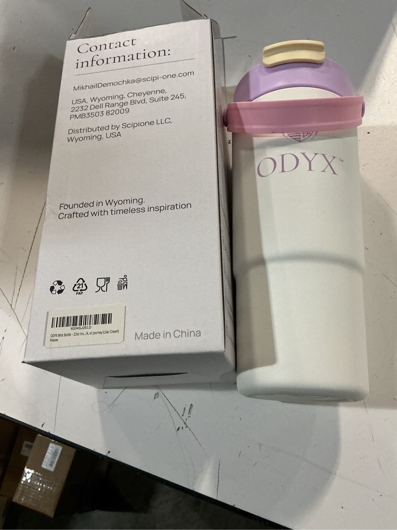 Condition photo showing New/Like New for mist bottle – 22oz insulated stainless steel water bottle with dual flip lid, straw & spout, leakproof, bpa-free, dishwasher safe, travel tumbler for sports, work, or journey (lilac cream)