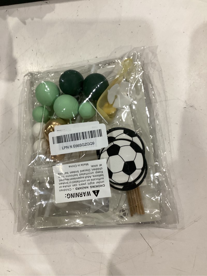 Condition photo showing New/Like New for 32 pcs soccer cake topper decorations soccer ball player cake decorations for football theme birthday supplies (soccer)