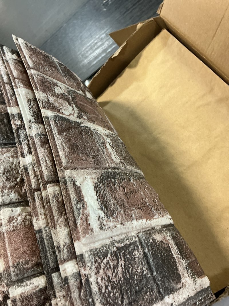 Condition photo showing Good Condition for Tinlade 30 Pcs 28.81 Sq ft 3D Wall Panels Peel and Stick Foam Brick Wallpaper Printable Faux Brick Wall Panels Decorative Self Adhesive Tiles Waterproof(Red Brick)