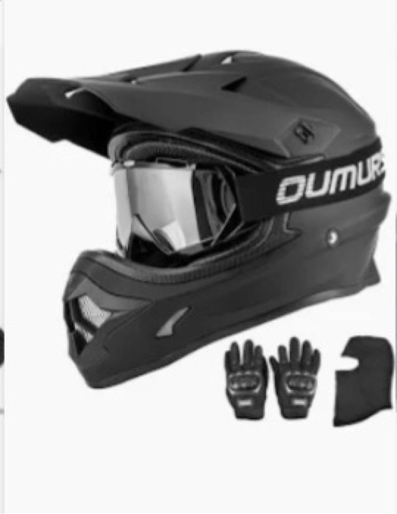 OUMURS Adult ATV Dirt Bike Helmet with Goggles Gloves & Mask Adjustable Sun Visor Motorcycle Adult H