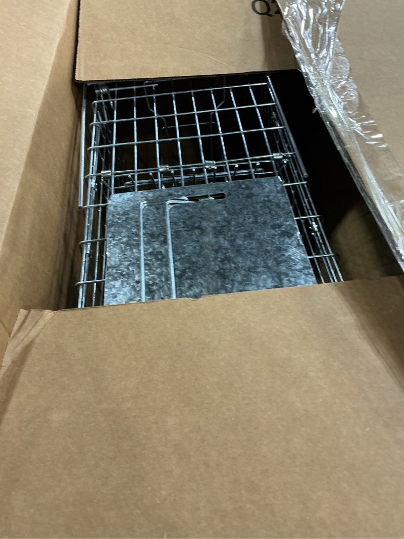 Condition photo showing Good Condition for humane live animal trap cage 26" × 9" × 10",heavy-duty live catch cage for raccoon, squirrel, stray cats, groundhogs, armadillos, opossums, rabbits, skunk, mole, small wildlife control 26"×9"×10"