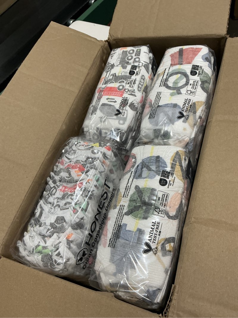 Condition photo showing Good Condition for the honest company comfort dry disposable diapers for sensitive skin, hypoallergenic, barnyard babies + donut grow up, super club box size 3 (16–28 lbs), 120 count size 3 (120 count) barnyard babies + donut grow up