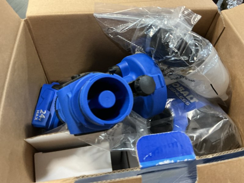 Condition photo showing As Is for kobalt cordless battery handheld hvlp paint sprayer (compatible with stains)