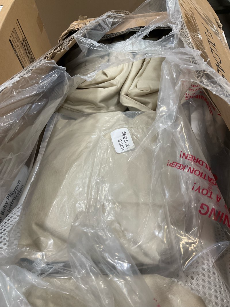 Condition photo showing Good Condition for Foldable Playpen 50x50, Foldable Ultra-Portable Baby Playpen, Instantly Deployed in Three Seconds, Safe Baby Playard with Soft Breathable Mesh, Perfect Activity Center for Baby's Play, Beige 50"X50" Beige