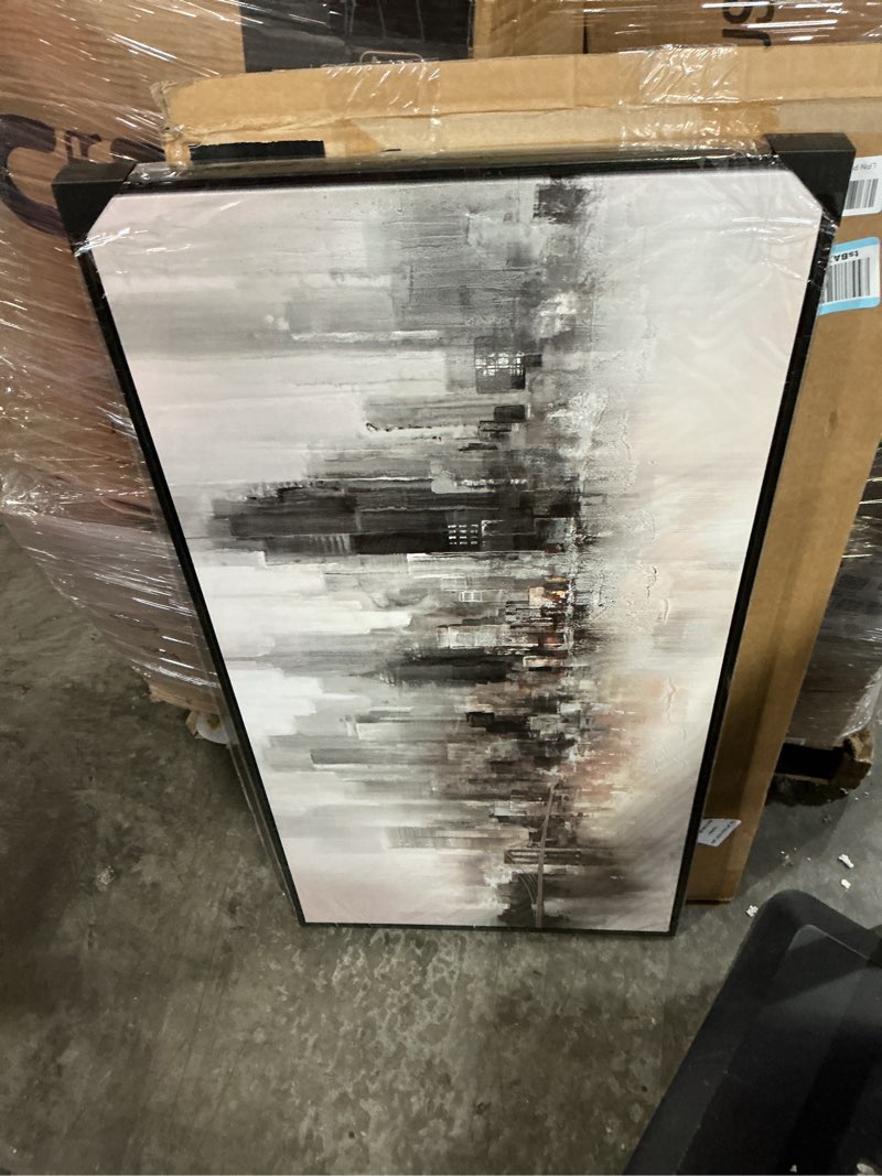 Condition photo showing New/Like New for cityscape wall art new york city skyline buildings picture modern abstract grey nyc skyline birds painting framed artwork for bedroom living room bathroom home office decor 20×40in 20"l x 40"w black-f