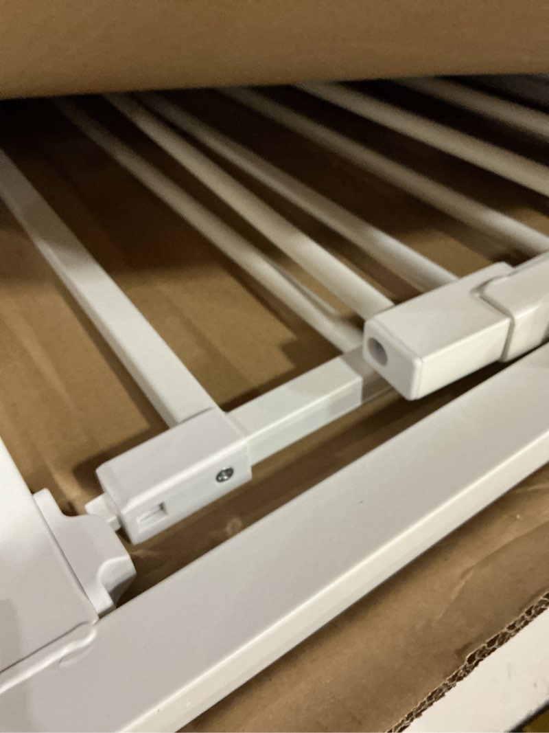 Condition photo showing New/Like New for babelio safety gate door fits for stairs, narrow and wide doorways with auto close, easy install, no drilling, pressure mounted for baby, child, pets, dog/puppy, 26''-40'', white white 30"tall 26"-40" wide