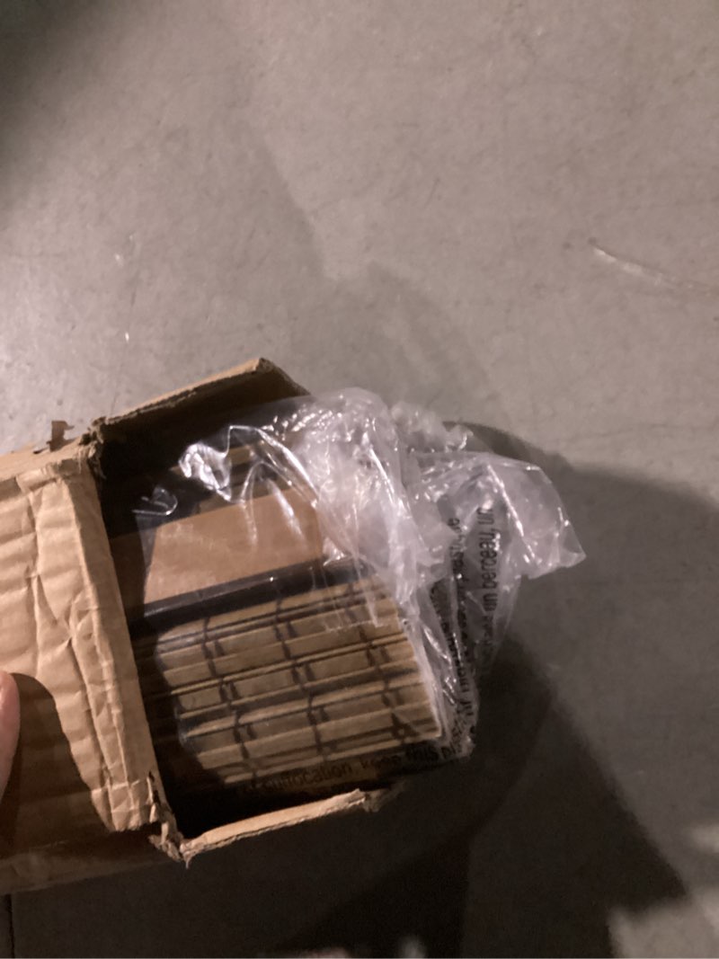 Condition photo showing New/Like New for LazBlinds No Tools No Drill Cordless Bamboo Roman Shades, Light Filtering Window Treatment, Roll Up Bamboo Blinds for Windows 28'' W x 64'' H, Eastfield Teak Light Filtering-eastfield Teak 28" W x 64" H