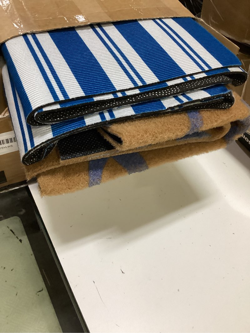 Condition photo showing Good Condition for drydiet 2 pack coastal layered doormat set, nautical anchor welcome mat with striped outdoor rug, double layer front porch entryway mats, beach summer door house mat, 23.6 x 35.4 & 16.9 x 28.7 inch blue costal