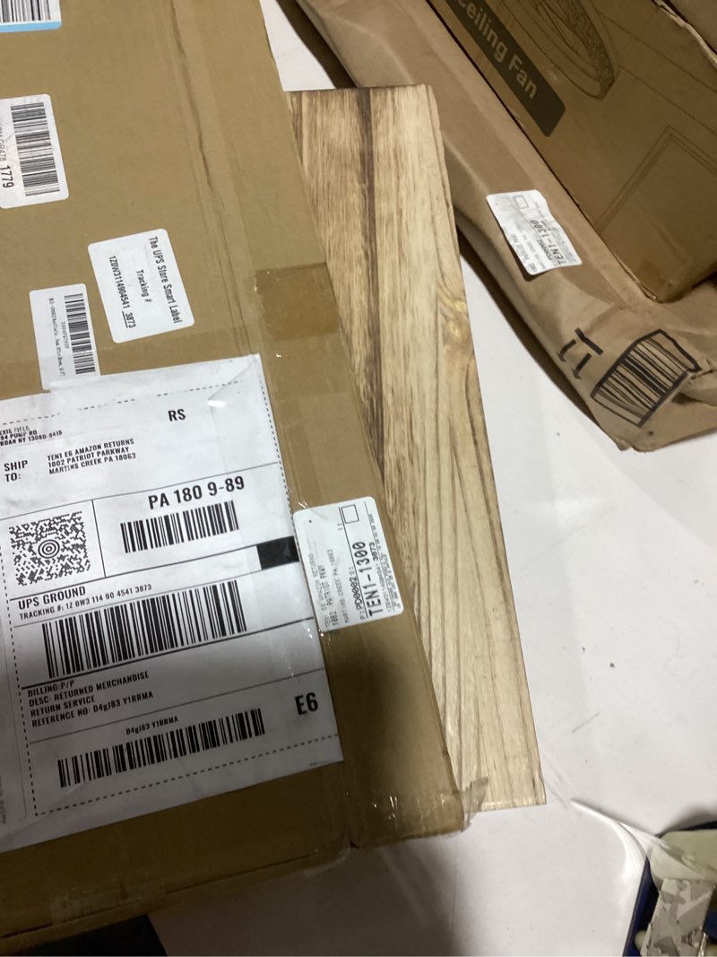 Condition photo showing New/Like New for wood floating shelves for wall set of 3, floating shelves with storage, shelves for room wall decor for bedroom, bathroom, living room, office (brown, 16.5") brown 16.5"