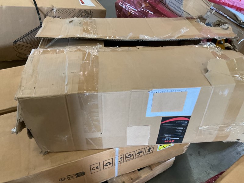 Condition photo showing As Is for zkh hydraulic lift cart, 330lb capacity, 49.6" max lifting height, single scissors lift table with locking wheels and overload bar for safe operations, ideal for material handling and freight lifting 150kg?330lb)