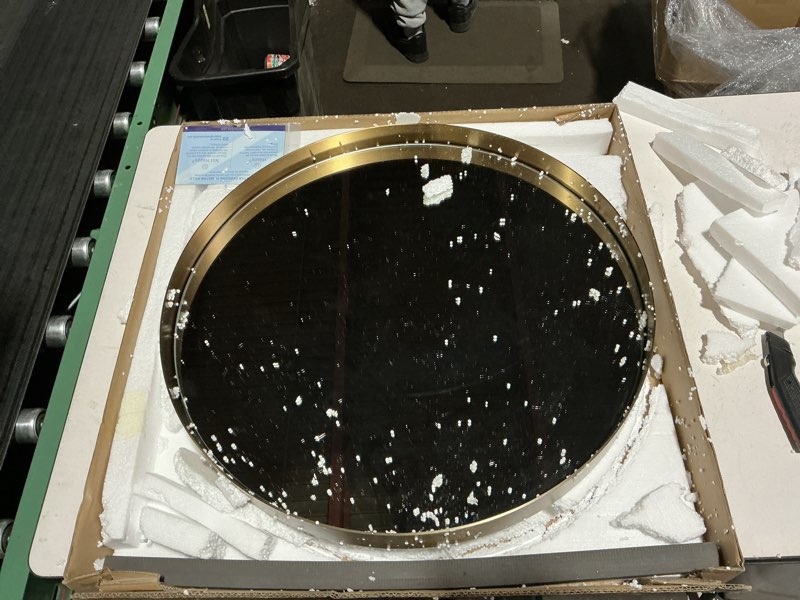 Condition photo showing Good Condition for Hamilton Hills 20 inch Round Mirror - Wall Mounted Mirror with Plastic Frame Wooden Finish - Rustic Circular Farmhouse Mirror - Elegant and Versatile Home Decor - Copper 20"L x 20"W Copper Round