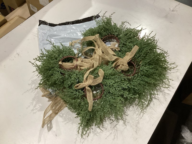 Condition photo showing Good Condition for 8 pcs 12" mini christmas cabinet wreaths with ribbon bow artificial leaves small kitchen wreaths for xmas front door window chair fireplace table pillar farmhouse decor (retro color)