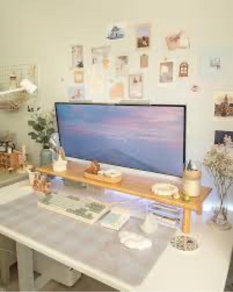 ROCDEER Bamboo Dual Monitor Stand Riser Natural, 2-Tier Desk Monitor Riser for 2 Monitors, Supports 