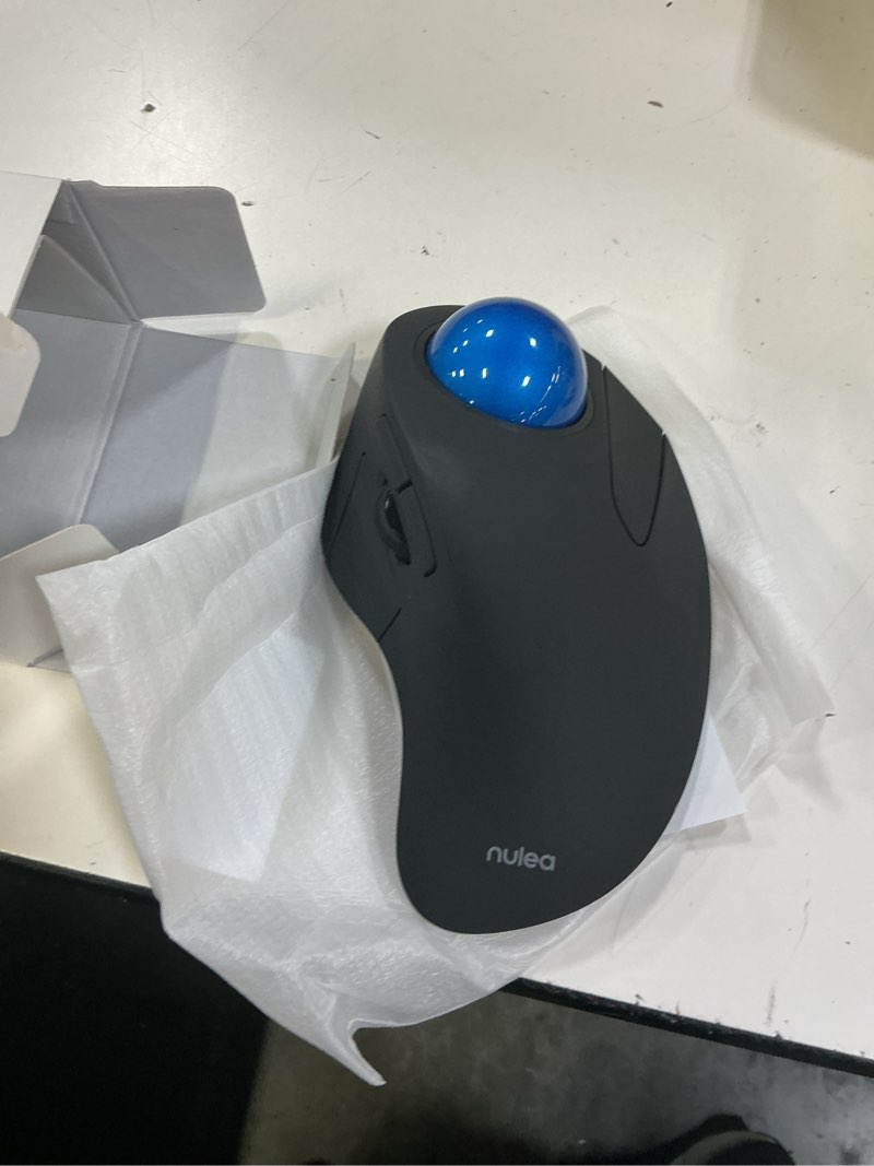 Condition photo showing New/Like New for nulea wireless ergonomic trackball mouse, rechargeable, bluetooth rollerball mouse, 44mm index finger trackball, 5 adjustable dpi, compatible with pc, laptop, ipad, mac, windows, android b-blue