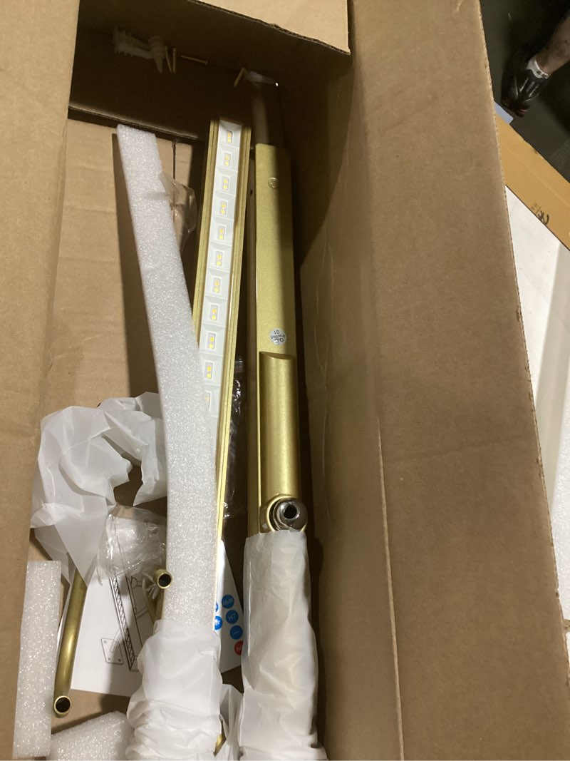 Condition photo showing New/Like New for 2 pack 24 inch wall lights for pictures - cordless rechargeable wall sconces with dimmable remote for above mirror, painting & décor (antque gold) antique gold 24in-2pack