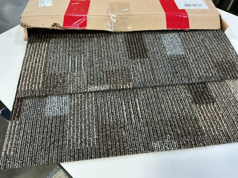 Condition photo showing Good Condition for (2 pcs)mohawk basics 24\\\\\\\" x 24\\\\\\\" berber (loop pile), 0.09\\\\\\\" pile height, carpet tile, pet fiber, coffee color, (24 tiles), (96 sqft/carton) coffee 24\\\\\\\" l x 24\\\\\\\" w carton