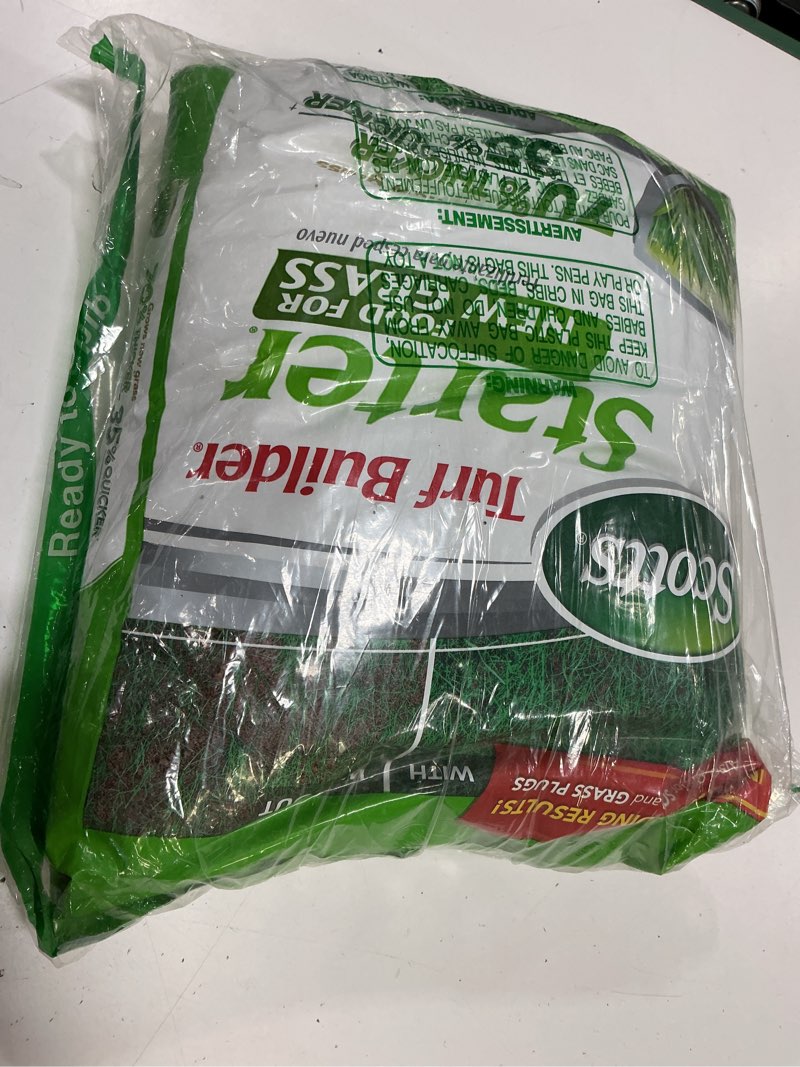 Condition photo showing Good Condition for scotts turf builder starter fertilizer for new grass, use when planting seed, 5,000 sq. ft., 15 lbs. standard 5,000 sq. ft.