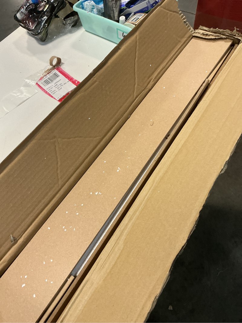 Condition photo showing New/Like New for hamilton hills 30x40-inch black framed mirror - stylish rectangular bathroom mirror with floating glass panel vanity border - versatile wall-mounted decor - hangs horizontal or vertical