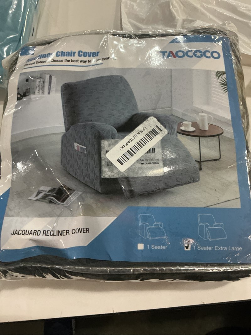 Condition photo showing New/Like New for taococo oversized recliner cover stretch recliner chair covers, jacquard reclining chair cover, furniture protector sofa slipcovers couch covers with elastic bottom for kids, pets (dark grey)