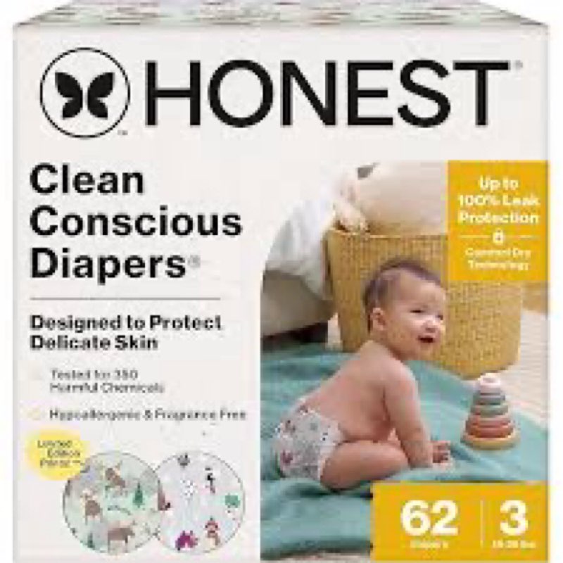 The Honest Company Clean Conscious Diapers for Sensitive Skin Up to 100% Leakproof Hypoallergenic Fr