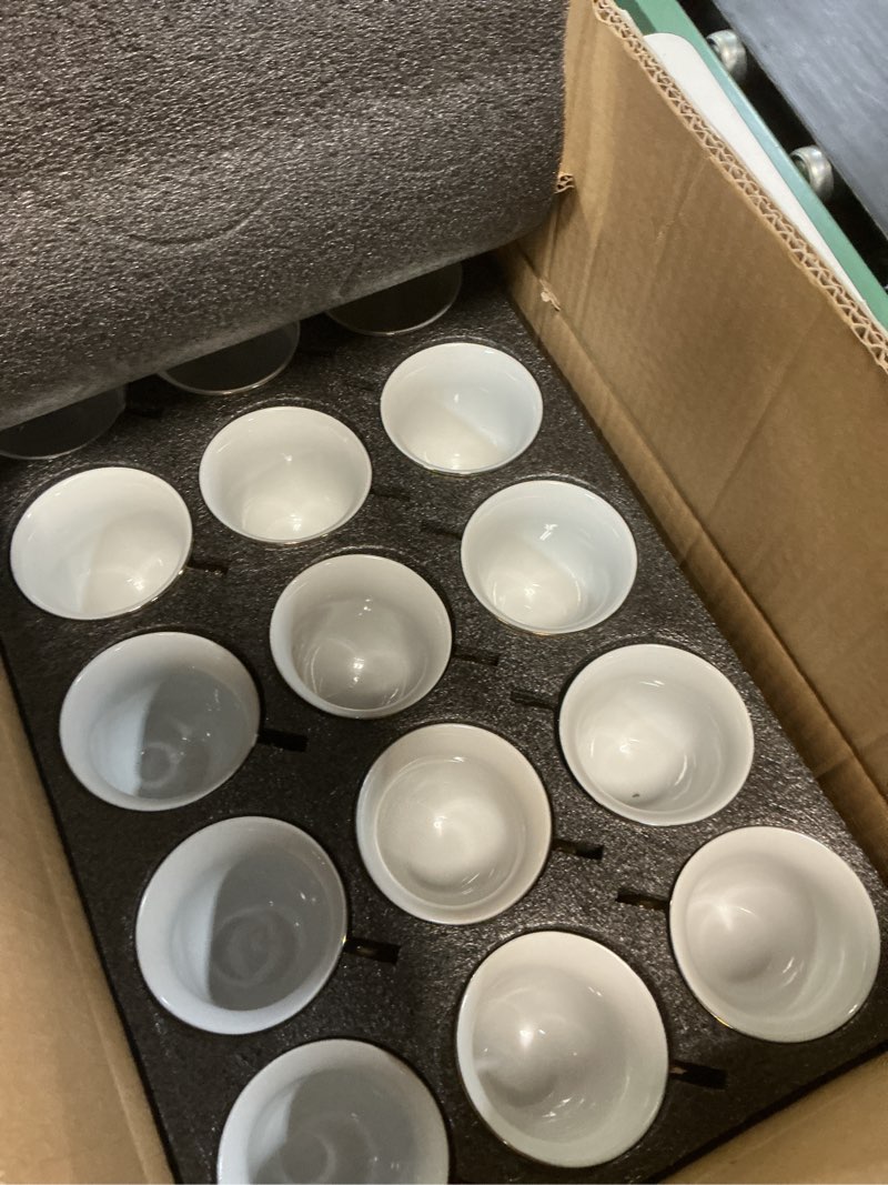 Condition photo showing New/Like New for set of 18 tea cups and saucers tea party decorations floral porcelain 5.4 oz british gift for women birthday party, church, and mother's day (classic style) 18 classic style 5.4 oz