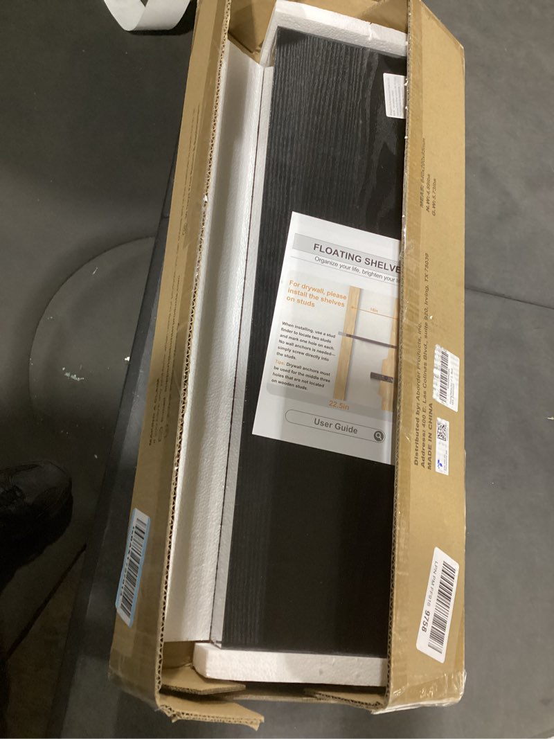 Condition photo showing New/Like New for bayka floating shelves for wall, 22.5 inches black wall shelves for bathroom, bedroom, living room, kitchen & book, hanging display decor organizer shelf with 22 lbs capacity a. black - universal classic style 22.5inches