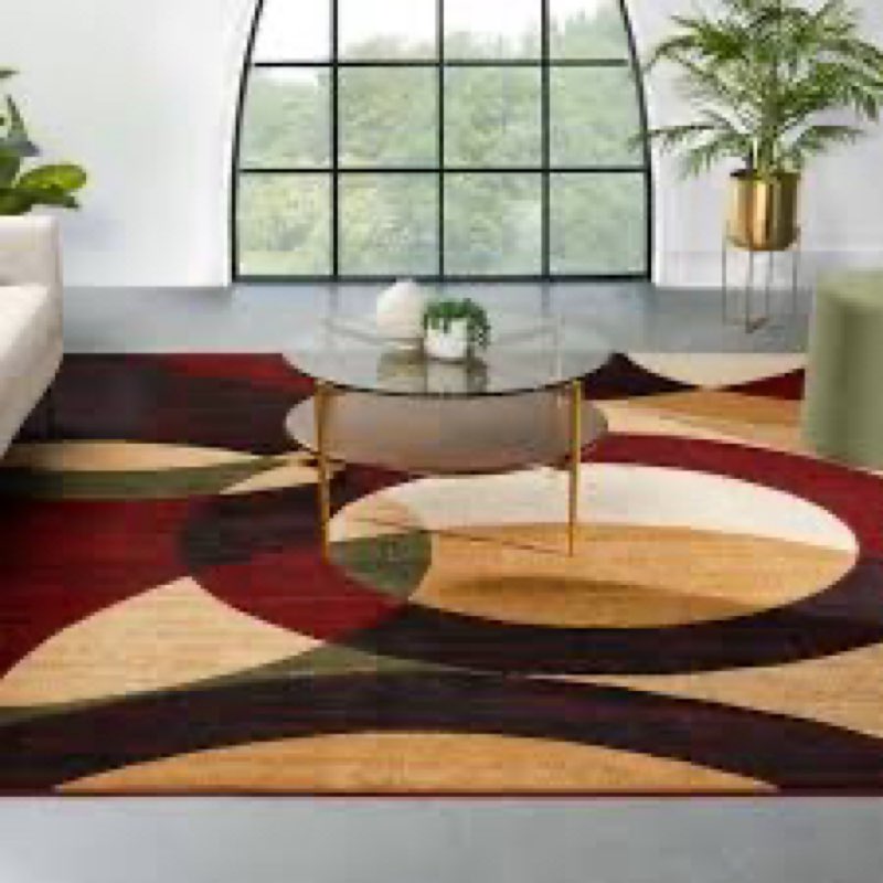 Bingo Red Modern Geometric Rug
